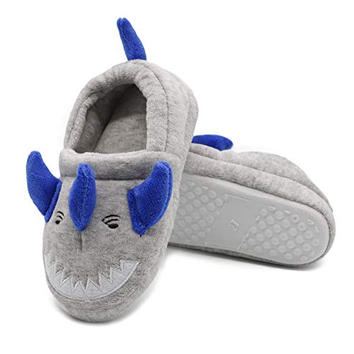 Toddler Baby Boys Adjustable House Slipper Cute Shark Dinosaur Cartoon Soft Anti-Slip Winter(Toddler/Little Kid/Big Kid)