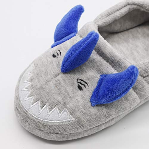 Toddler Baby Boys Adjustable House Slipper Cute Shark Dinosaur Cartoon Soft Anti-Slip Winter(Toddler/Little Kid/Big Kid)