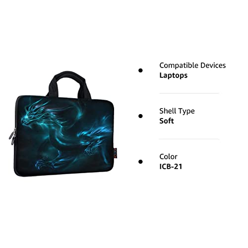 iColor 14 15 15.4 15.6 inch Laptop Bag Case Handle chromebook case Sleeve Computer Protect Case Pouch Holder Notebook Sleeve Neoprene Chromebook Cover Soft Carring Travel Case Dragon ICB-21