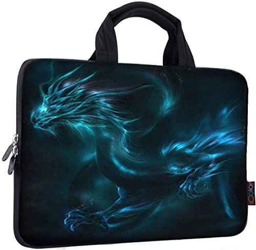 iColor 14 15 15.4 15.6 inch Laptop Bag Case Handle chromebook case Sleeve Computer Protect Case Pouch Holder Notebook Sleeve Neoprene Chromebook Cover Soft Carring Travel Case Dragon ICB-21