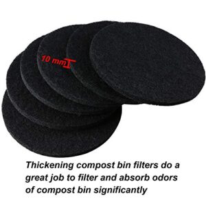 6 Pack Charcoal Filters for Kitchen Compost Bins - Thickening Compost Bin Filters Activated Carbon Filters for Kitchen Compost Bin Filters Replacement, 0.4" Thickness