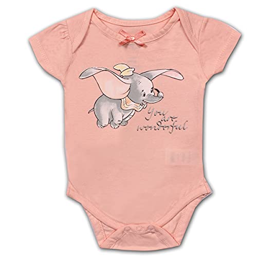 Disney Girls’ Dumbo, Princess Or Winnie The Pooh 3 Pack Bodysuit for Newborn – Pink/Grey or Pink/Green/Grey or Pink/Beige