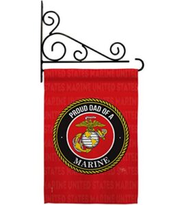breeze decor proud dad garden flag set wall holder armed forces marine corps usmc semper fi united state american military veteran retire official house yard gift double-sided, made in usa