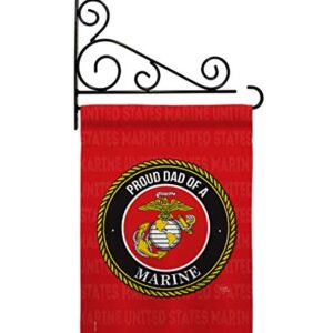 Breeze Decor Proud Dad Garden Flag Set Wall Holder Armed Forces Marine Corps USMC Semper Fi United State American Military Veteran Retire Official House Yard Gift Double-Sided, Made in USA