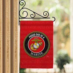 Breeze Decor Proud Dad Garden Flag Set Wall Holder Armed Forces Marine Corps USMC Semper Fi United State American Military Veteran Retire Official House Yard Gift Double-Sided, Made in USA