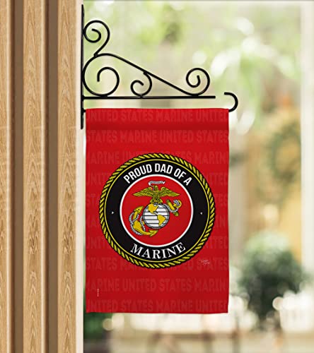 Breeze Decor Proud Dad Garden Flag Set Wall Holder Armed Forces Marine Corps USMC Semper Fi United State American Military Veteran Retire Official House Yard Gift Double-Sided, Made in USA