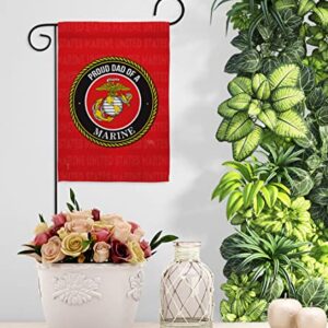 Breeze Decor Proud Dad Garden Flag Set Wall Holder Armed Forces Marine Corps USMC Semper Fi United State American Military Veteran Retire Official House Yard Gift Double-Sided, Made in USA