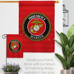 Breeze Decor Proud Dad Garden Flag Set Wall Holder Armed Forces Marine Corps USMC Semper Fi United State American Military Veteran Retire Official House Yard Gift Double-Sided, Made in USA