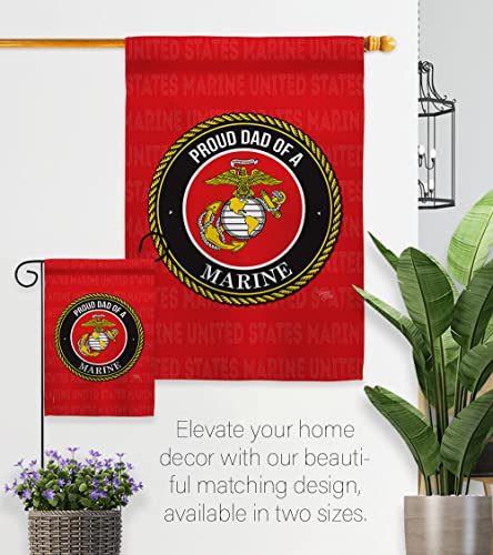 Breeze Decor Proud Dad Garden Flag Set Wall Holder Armed Forces Marine Corps USMC Semper Fi United State American Military Veteran Retire Official House Yard Gift Double-Sided, Made in USA