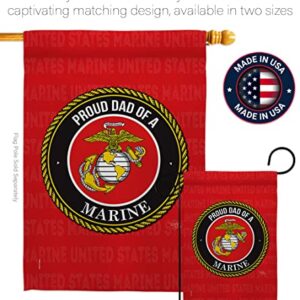 Breeze Decor Proud Dad Garden Flag Set Wall Holder Armed Forces Marine Corps USMC Semper Fi United State American Military Veteran Retire Official House Yard Gift Double-Sided, Made in USA