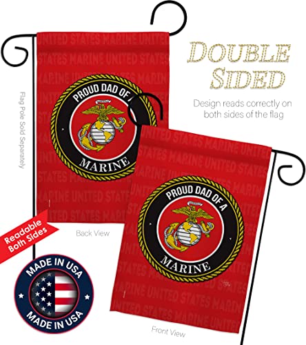 Breeze Decor Proud Dad Garden Flag Set Wall Holder Armed Forces Marine Corps USMC Semper Fi United State American Military Veteran Retire Official House Yard Gift Double-Sided, Made in USA