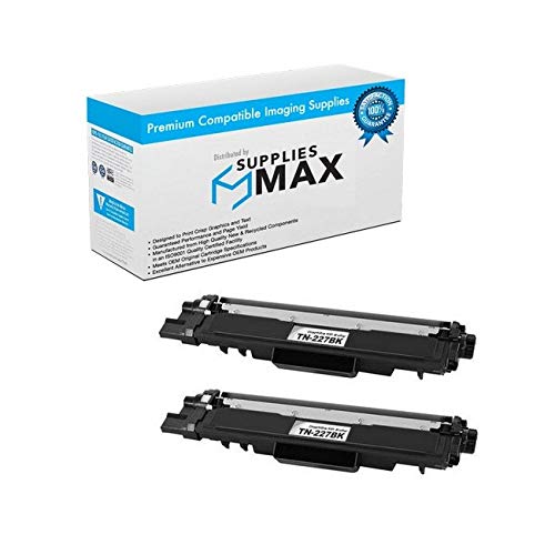 SuppliesMAX Compatible Replacement for Brother DCP-L3510/L3550/HL-L3210/L3270/L3290/MFC-L3710/L3730/L3750/L3770CDW Black Toner Cartridge (2/PK-3000 Page Yield) (TN-227BK_2PK)