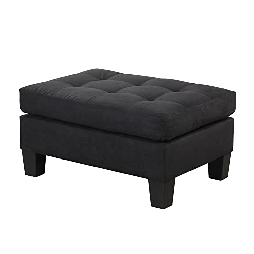 Casa Andrea Milano 3 Piece Modern Tufted Micro Suede L Shaped Sectional Sofa Couch with Reversible Chaise & Ottoman, Large