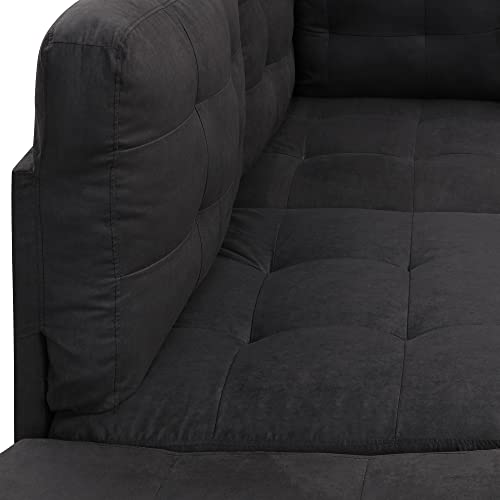 Casa Andrea Milano 3 Piece Modern Tufted Micro Suede L Shaped Sectional Sofa Couch with Reversible Chaise & Ottoman, Large