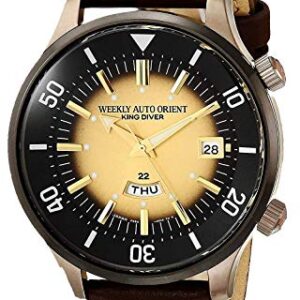 Orient Men's Stainless Steel Japanese Automatic Diving Watch with Leather Strap, Brown, 20 (Model: RA-AA0D04G0HB)