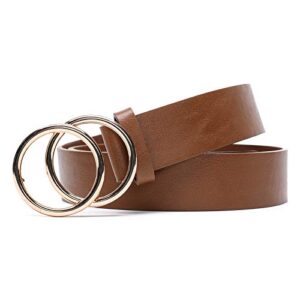 MORELESS 3 Pack Women's Faux Leather Belts for Jeans Dress Pants, Fashion Waist Belts with Double O-Ring Buckle Medium