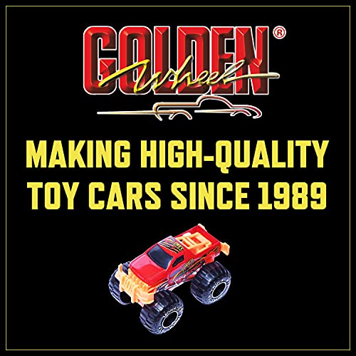 Golden Wheel Monster Trucks 1:64 Scale Die-Cast: 9 Pack Toy Car Vehicles for Kids Ages 3+ Years - Hot Toys Birthday Party Great Ideal Gifts