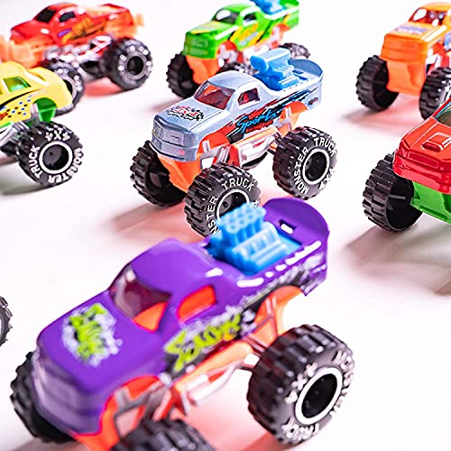 Golden Wheel Monster Trucks 1:64 Scale Die-Cast: 9 Pack Toy Car Vehicles for Kids Ages 3+ Years - Hot Toys Birthday Party Great Ideal Gifts