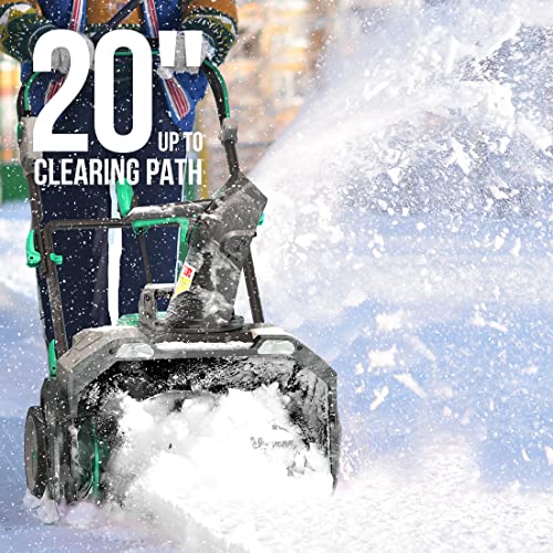 Litheli Cordless Snow Blower, 40V 20-Inch Single-Stage Battery-Powered Snow Thrower with Brushless Motor, 2 Headlights, 180° Rotating Chute & 45° Adjustable Deflector, 4Ah Li-ion Battery & Charger