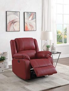 acme furniture pu upholstered power recliner with usb port, red