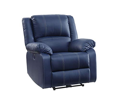 Acme Furniture PU Upholstered Power Recliner with USB Port, Blue