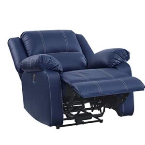 Acme Furniture PU Upholstered Power Recliner with USB Port, Blue