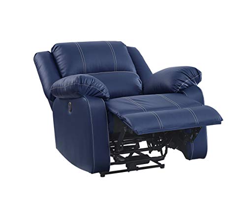 Acme Furniture PU Upholstered Power Recliner with USB Port, Blue