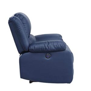 Acme Furniture PU Upholstered Power Recliner with USB Port, Blue