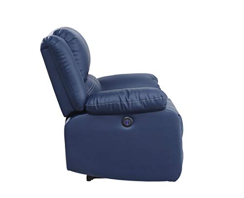 Acme Furniture PU Upholstered Power Recliner with USB Port, Blue