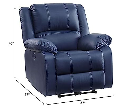 Acme Furniture PU Upholstered Power Recliner with USB Port, Blue