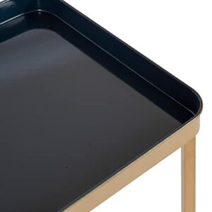 Kate and Laurel Celia Modern Tray Side Table, 18 x 12 x 26, Navy Blue and Gold, Foldable Rectangular End Table for Storage and Display