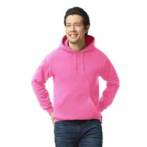 gildan adult fleece hoodie sweatshirt, style g18500, multipack, safety pink (1-pack), small
