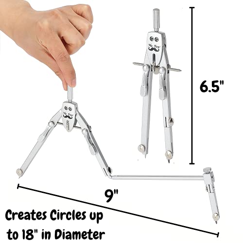 Mr. Pen- Professional Metal Compass with Wheel, Lock and Extension Bar for Geometry, Drafting, Math, Drawing, Compass for Geometry, Tool for Drawing Circles, Drawing Compass, Compass Drawing Tool