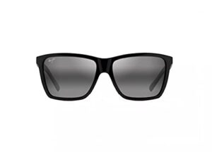 maui jim men's and women's cruzem polarized rectangular sunglasses, black gloss/neutral grey, medium