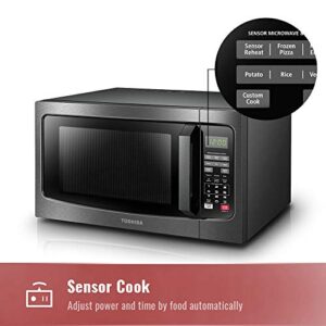 Toshiba AC25CEW-BS Digital Toaster Oven & EM131A5C-BS Microwave Oven with Smart Sensor, Easy Clean Interior, ECO Mode and Sound On/Off, 1.2 Cu.ft, Black Stainless Steel