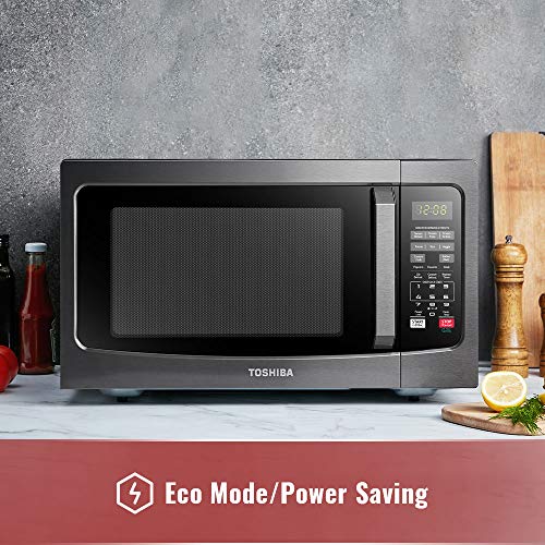 Toshiba AC25CEW-BS Digital Toaster Oven & EM131A5C-BS Microwave Oven with Smart Sensor, Easy Clean Interior, ECO Mode and Sound On/Off, 1.2 Cu.ft, Black Stainless Steel