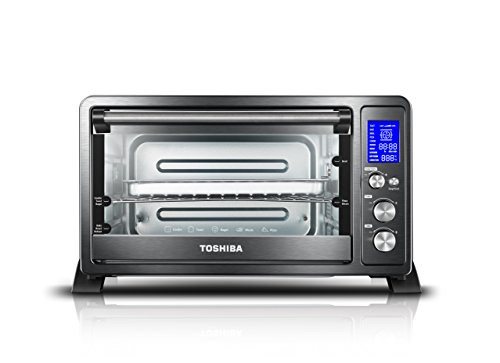 Toshiba AC25CEW-BS Digital Toaster Oven & EM131A5C-BS Microwave Oven with Smart Sensor, Easy Clean Interior, ECO Mode and Sound On/Off, 1.2 Cu.ft, Black Stainless Steel