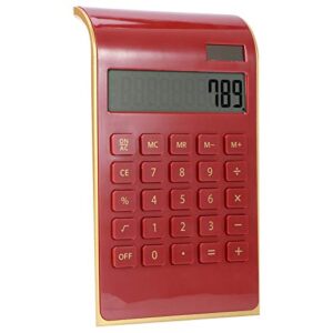 TOPINCN Portable 10 Digits Calculator Tilted LCD Display Ultra Thin Solar Power Calculator for Home Office Business(Red)