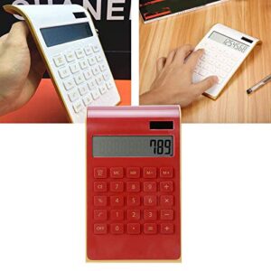 TOPINCN Portable 10 Digits Calculator Tilted LCD Display Ultra Thin Solar Power Calculator for Home Office Business(Red)