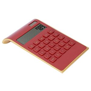 TOPINCN Portable 10 Digits Calculator Tilted LCD Display Ultra Thin Solar Power Calculator for Home Office Business(Red)