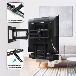 Mounting Dream Full Motion TV Wall Mount and Soundbar Bracket Bundle, TV Bracket for 26-55 Inch TVs, Max VESA 400x400mm and 60 LBS, Sound Bar Bracket for Soundbar with Holes/Without Holes Up to 13 LBS