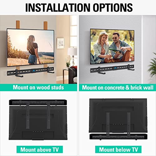 Mounting Dream Full Motion TV Wall Mount and Soundbar Bracket Bundle, TV Bracket for 26-55 Inch TVs, Max VESA 400x400mm and 60 LBS, Sound Bar Bracket for Soundbar with Holes/Without Holes Up to 13 LBS