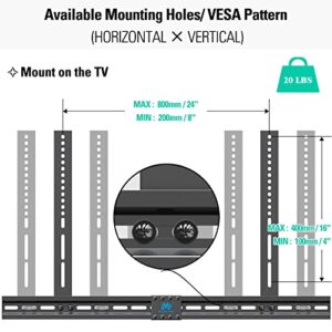 Mounting Dream Full Motion TV Wall Mount and Soundbar Bracket Bundle, TV Bracket for 26-55 Inch TVs, Max VESA 400x400mm and 60 LBS, Sound Bar Bracket for Soundbar with Holes/Without Holes Up to 13 LBS