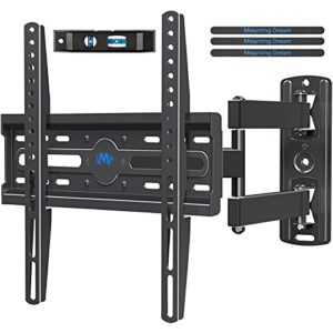 Mounting Dream Full Motion TV Wall Mount and Soundbar Bracket Bundle, TV Bracket for 26-55 Inch TVs, Max VESA 400x400mm and 60 LBS, Sound Bar Bracket for Soundbar with Holes/Without Holes Up to 13 LBS