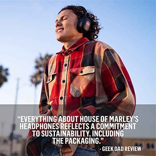 House of Marley Positive Vibration XL ANC: Noise Cancelling Over-Ear Headphones with Microphone, Wireless Bluetooth Connectivity, and 26 Hours of Playtime, Copper