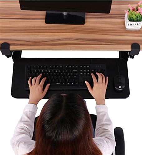 Clamp On Keyboard Tray Under Desk Storage Retractable Height Adjustable Keyboard Tray, 29.5" x 10" for Home or Office