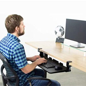 Clamp On Keyboard Tray Under Desk Storage Retractable Height Adjustable Keyboard Tray, 29.5" x 10" for Home or Office