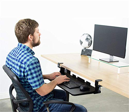 Clamp On Keyboard Tray Under Desk Storage Retractable Height Adjustable Keyboard Tray, 29.5" x 10" for Home or Office