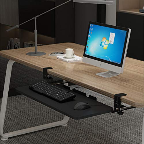 Clamp On Keyboard Tray Under Desk Storage Retractable Height Adjustable Keyboard Tray, 29.5" x 10" for Home or Office