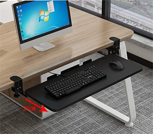 Clamp On Keyboard Tray Under Desk Storage Retractable Height Adjustable Keyboard Tray, 29.5" x 10" for Home or Office